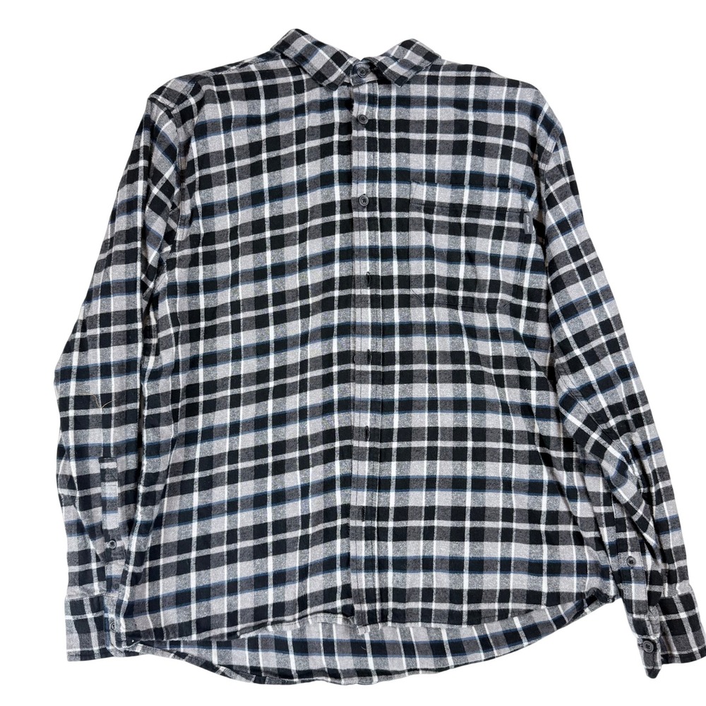 Eddie Bauer Flannel Shirt Mens XL Black White Plaid Cotton Gorpcore Outdoorsy